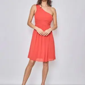 Robe de cérémonie courte asymétrique terracotta