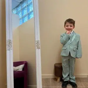 costume garçon vert d'eau